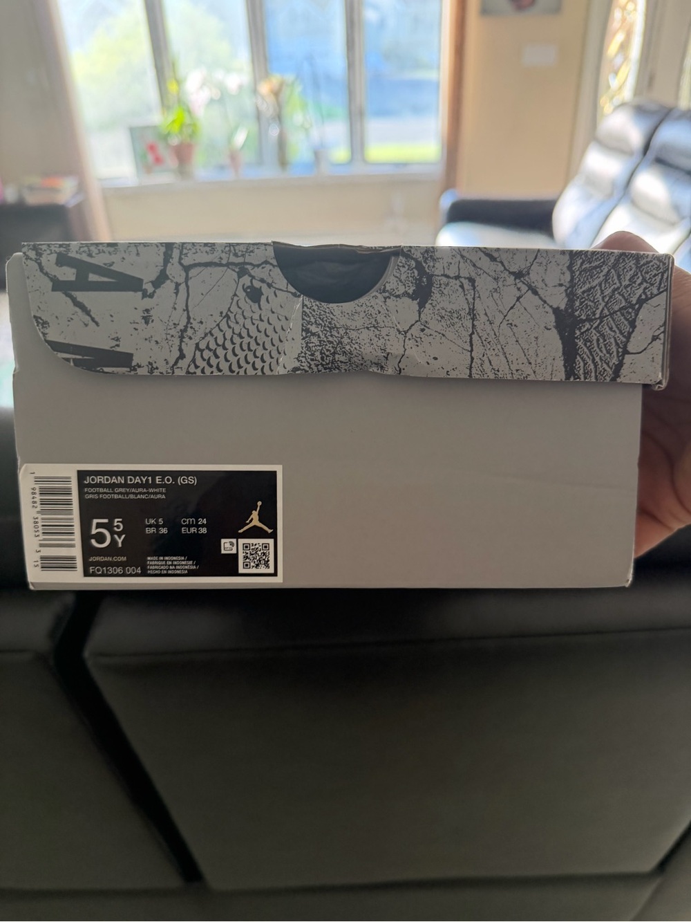 Jordan Gray and Black Sneaker Box with Graphic Lid